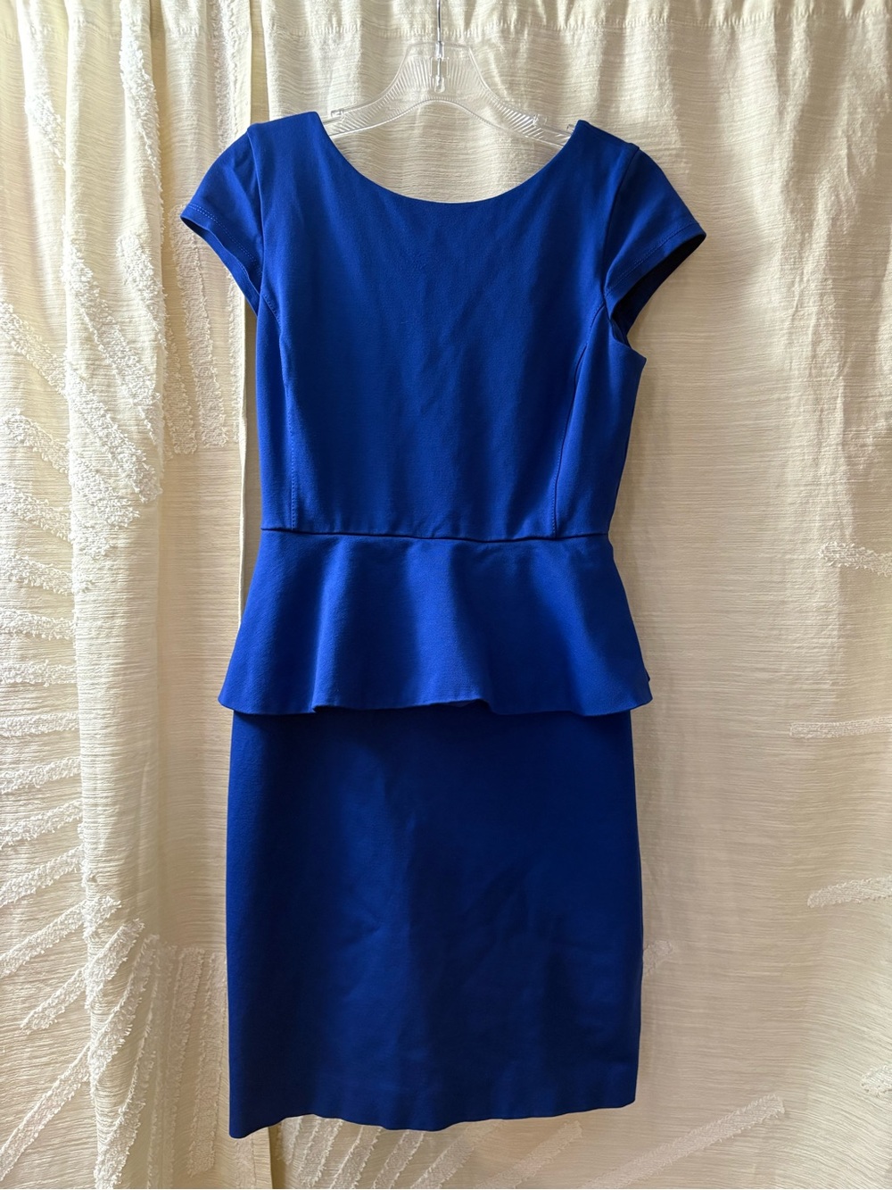 Banana Republic Cap-Sleeve Peplum Midi Dress in Cobalt